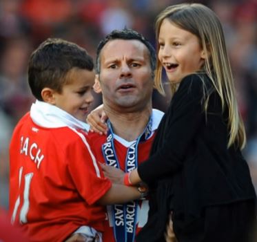 Liberty Beau Giggs with her father Ryan Giggs and sibling Zachary Joseph Giggs